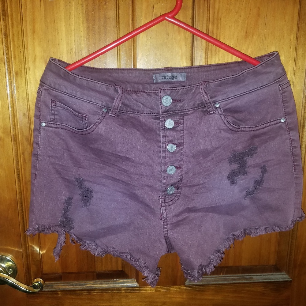 Dark Purple Ripped Denim Shorts  sz 12